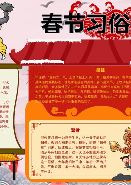 春节习俗祭祖word手抄报