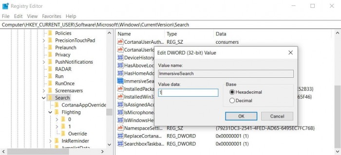 如何启用Win10的沉浸式搜索栏如何启用Win10的沉浸式搜索栏