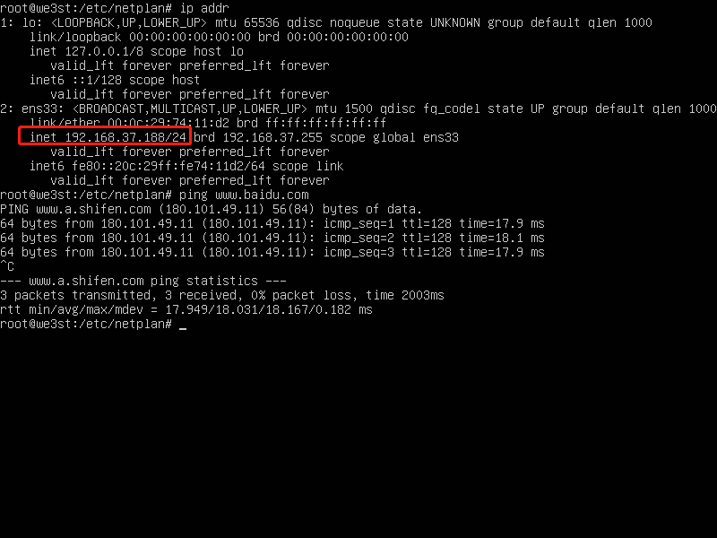 Ubuntu Server18.04 静态 IP 配置教程Ubuntu Server18.04 静态 IP 配置教程