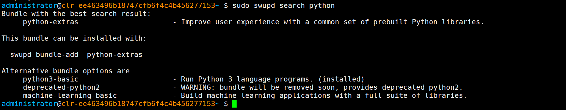 ClearLinux包管理器swupd使用入门ClearLinux包管理器swupd使用入门