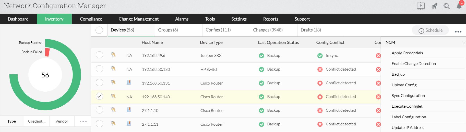 Network backup and recovery software 网络配置备份软件 - ManageEngine Network Configuration Manager