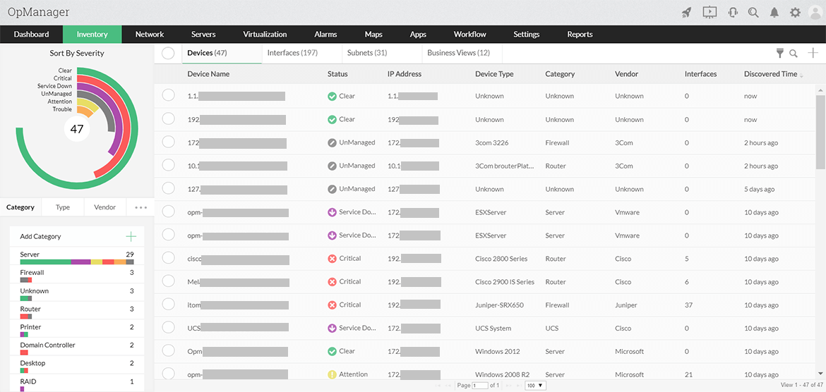 网络性能管理工具 - ManageEngine OpManager