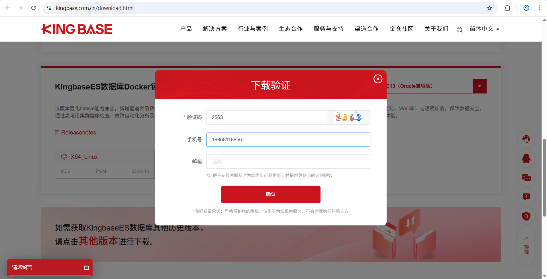 填写下载信息